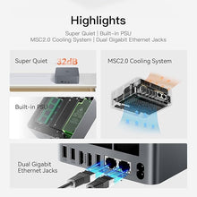 Load image into Gallery viewer, Beelink EQR5 Mini Desktop PC with AMD Ryzen 5 5650U 6C/12T, 8GB DDR4 500G NVMe M.2 SSD, Dual Display Output, Built in PSU, WiFi 6, 1000M RJ45, Bluetooth 5.2 W-11 Mini Computer
