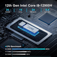 Load image into Gallery viewer, GEEKOM XT12 Pro Mini PC, 12th Gen Intel i9-12900H NUC12 Mini Computers(14C/20T,Up to 5GHz), 32GB DDR4 RAM &amp; 1TB PCIe Gen 4 SSD Mini PC Windows 11 Pro, 8K/Quad Display/USB4.0/WiFi 6E/BT5.2/2.5G LAN
