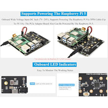 Load image into Gallery viewer, PCIe to 4-CH M.2 M Key Adapter Board Compatible with Raspberry Pi 5, Support 4-CH NVMe Solid State Drives-2280/2260/2242/2230, Allow Powering Pi 5, Onboard LED Indicators, High-Speed Reading/Writing_50
