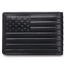Load image into Gallery viewer, Pefiam Full Grain Leather Wallets for Men, Bifold Wallets for Men, Mens Leather Wallets with 12 Slots, RFID Blocking, Gifts for Men (USA Flag, Black), AmericanFlagBlack_1
