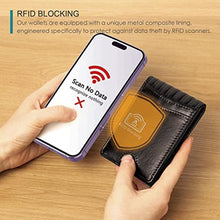 Load image into Gallery viewer, Pefiam Full Grain Leather Wallets for Men, Bifold Wallets for Men, Mens Leather Wallets with 12 Slots, RFID Blocking, Gifts for Men (USA Flag, Black), AmericanFlagBlack_8148
