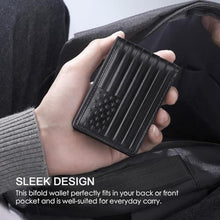 Load image into Gallery viewer, Pefiam Full Grain Leather Wallets for Men, Bifold Wallets for Men, Mens Leather Wallets with 12 Slots, RFID Blocking, Gifts for Men (USA Flag, Black), AmericanFlagBlack_8149

