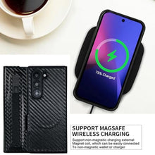Load image into Gallery viewer, Pefimt for Samsung Galaxy Z Fold 7 Wallet Case Compatible with MagSafe Built-in Strong Magnetic, Hinge Protection Luxury Carbon Fiber Texture Leather 3 Card Slots with RFID Blocking (Black, Z Fold 7)_5569
