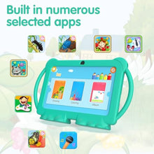 Load image into Gallery viewer, PEICHENG Kids Tablet 7 inch Android 12.0 for Toddler, 4GB RAM 32GB ROM Bluetooth IPS Screen Parental Control Dual Camera Shockproof Case for Educational Games, (Green)_1761
