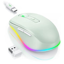 Load image into Gallery viewer, PEIOUS Wireless Mouse Jiggler - LED Wireless Mice with Build-in Mouse Mover, Rechargeable Moving Mouse for Laptop with Undetectable Random Movement Keeps Computers Awake-Light Green, LightGreen_1
