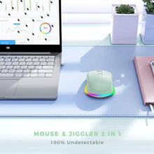 Load image into Gallery viewer, PEIOUS Wireless Mouse Jiggler - LED Wireless Mice with Build-in Mouse Mover, Rechargeable Moving Mouse for Laptop with Undetectable Random Movement Keeps Computers Awake-Light Green, LightGreen_6265
