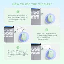 Load image into Gallery viewer, PEIOUS Wireless Mouse Jiggler - LED Wireless Mice with Build-in Mouse Mover, Rechargeable Moving Mouse for Laptop with Undetectable Random Movement Keeps Computers Awake-Light Green, LightGreen_6266
