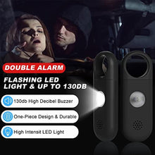 Load image into Gallery viewer, Personal Safety Alarm for Women - 130dB Self Defense Keychains Siren Whistle with Sos LED Strobe Light - Personal Emergency Security Safe Devices Key Chain Alarms for Kids Elderly, Black_118
