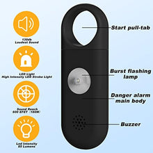 Load image into Gallery viewer, Personal Safety Alarm for Women - 130dB Self Defense Keychains Siren Whistle with Sos LED Strobe Light - Personal Emergency Security Safe Devices Key Chain Alarms for Kids Elderly, Black_119
