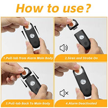 Load image into Gallery viewer, Personal Safety Alarm for Women - 130dB Self Defense Keychains Siren Whistle with Sos LED Strobe Light - Personal Emergency Security Safe Devices Key Chain Alarms for Kids Elderly, Black_120
