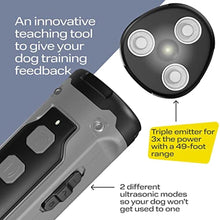 Load image into Gallery viewer, PetSpy N30 Dog Barking Control Device with Triple Ultrasonic Emitter with 49 Feet Range - Ultrasonic Anti-Barking Device with Flashlight (Grey)_532
