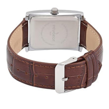 Load image into Gallery viewer, Peugeot Men's Rectangular Textured Roman Numeral Dial Classic Dress Wrist Watch with Leather Strap Band, SilverBrown_2260
