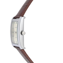 Load image into Gallery viewer, Peugeot Men's Rectangular Textured Roman Numeral Dial Classic Dress Wrist Watch with Leather Strap Band, SilverBrown_2261

