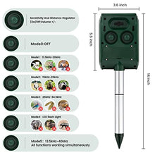 Load image into Gallery viewer, PGFIT Solar Animal Repeller. Ultrasonic Animal Repellent. with Flashing LED Light and Alarm to expel Cats, Dogs, Squirrels, Deer, Raccoons, Skunks, Rabbits, Foxes, etc, Green_1487
