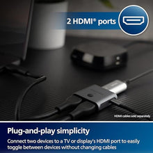 Load image into Gallery viewer, Philips 2 Device HDMI 2.1 Switch Splitter [8K@60Hz 4K@120Hz] Dolby Atmos, HD Dolby 7.1 Surround Sound, 48 Gbps Data Transfer, Switch Selector, Gaming, Smart TV, Firestick, PS5, PS4, xBox, SWV9173GR/37, Gray_1274
