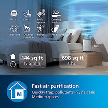 Load image into Gallery viewer, PHILIPS Air Purifier 800 Series, Purifies Rooms up to 698 sq ft (in 1h), 93 CMF Clean Air Rate (CADR), HEPA Filter, AHAM and Energy Star Certified, 99.99% allergen removal, AC0820/40, White_206
