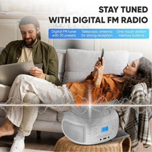 Load image into Gallery viewer, Philips CD Player Portable with Bluetooth, Crystal Clear Sound Top Loading CD Boombox with FM Radio, USB Port &amp; Aux Input, Compact &amp; Lightweight Design,R/CD-RW/MP3 Compatible (White)_443
