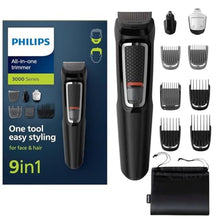 Load image into Gallery viewer, Philips Norelco Multigroom All-in-One Trimmer with 13 Pieces All-in-one Trimmer 9-in-1 MG3740, ChromeBlack_1
