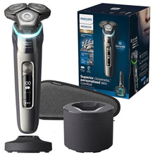 Load image into Gallery viewer, Philips Norelco Shaver Series 9000, Wet and Dry Electric Shaver, with Lift &amp; Cut Shaving System and SenseIQ Technology, Pop-up Trimmer, Cleaning Pod, Charging Stand and Travel Case, Model S9987/85, Gray_1
