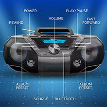 Load image into Gallery viewer, Philips Portable CD Player Boombox Bluetooth with Cassette Player All in one Powerful Stereo Boom Box CD Player for Home Mega Bass Reflex Speakers, Radio/USB/MP3/AUX Input with Backlight LCD Display, BlackBlue_131
