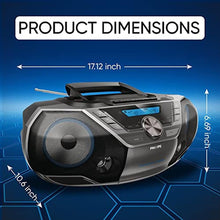 Load image into Gallery viewer, Philips Portable CD Player Boombox Bluetooth with Cassette Player All in one Powerful Stereo Boom Box CD Player for Home Mega Bass Reflex Speakers, Radio/USB/MP3/AUX Input with Backlight LCD Display, BlackBlue_132
