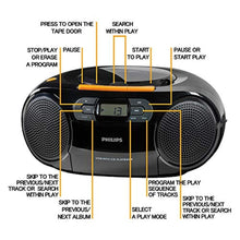 Load image into Gallery viewer, Philips Portable CD Player Boombox - Portable MP3 Player and Cassette Tape Player, Boom Box Compact Stereo Sound System with Dynamic Bass Boost, Take Your Music Outside with USB HiFi Music Player, Black_945
