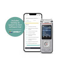 Load image into Gallery viewer, Philips VoiceTracer DVT4115 Digital Voice Recorder, Audio Recorder with Sembly AI Speech-to-Text Trial for Meetings, Lectures &amp; Interviews, Grey_140
