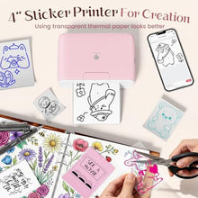 Load image into Gallery viewer, Phomemo 4" Portable Thermal Printer Printpods- AI Smart Sticker Box Bluetooth Inkless Printer Label Machine, Support 2/3/4 inch Printing Width, 300dpi, Ideal for Documents, Notes, Label, Sticker, Pink_8590
