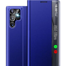 Load image into Gallery viewer, Phone Case for Samsung S24 Ultra Case, Clear View S24 Ultra Case with Kickstand, Leather Hard PC Flip Shockproof Protective Cover for Samsung Galaxy S24 Ultra 5G Case (Blue)_1
