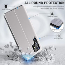 Load image into Gallery viewer, Phone Case for Samsung S25 Ultra 5G Case, Clear View Window Slim Mirror for Galaxy S25 Ultra Case with Kickstand, Leather PC Flip Protective Cover for Samsung Galaxy S25 Ultra Case (Gray)_3435
