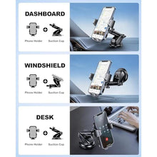 Load image into Gallery viewer, Phone Mount for Car, Car Phone Holder with Strong Suction Cup Dashboard Windshield 360 Degrees Rotation Phone Holder Compatible with iPhone, Samsung &amp; LG etc., DashBlack_1140
