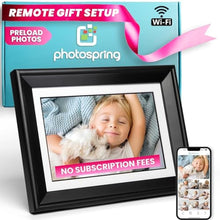Load image into Gallery viewer, PhotoSpring No Subscription, 10in WiFi Digital Picture Frame, Email App Web, USA Company, 32gb Touch Screen, Play Videos up to 5min, ACOnlyClassicBlack_1
