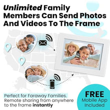 Load image into Gallery viewer, PhotoSpring No Subscription, 10in WiFi Frame, US Company, Email App Web, Family Share, Preload Gift Photos, 32gb Touch Screen, Play Videos up to 5min, White_7063
