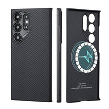Load image into Gallery viewer, PITAKA MagEZ Case 4 for Samsung Galaxy S24 Ultra, 6.8 Inch, Slim &amp; Light, 600D Aramid Fiber Made, Compatible with MagSafe - Black/Grey(Twill), BlackGreyTwil_1
