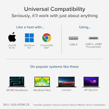 Load image into Gallery viewer, Plugable Dual HDMI Monitor Adapter for M1-M5 &amp; Neo macOS, Windows, ChromeOS - USB-C, Thunderbolt, USB 3.0 Compatible, Supports 2 Displays at 1080p 60Hz, SMI Driver Required, Black_4218
