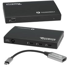 Load image into Gallery viewer, Plugable Thunderbolt 4 Hub | 60W Laptop Charging | 3X Thunderbolt 4 Ports | Dual 4K/Single 8K Displays | USB4 Compatibility - TBT4-HUB3C, Black_1
