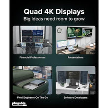 Load image into Gallery viewer, Plugable USB C to Quad HDMI 4K Adapter with 100W PD Pass-Though Power Delivery for Windows, Mac M1/M2/M3/M4, Thunderbolt, and USB-C Laptops | TAA, DisplayLink Pro, Driver Required (USBC-7400H4), SpaceGrey_4343
