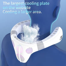 Load image into Gallery viewer, PluvoFan Neck Fan Back-Windy 6000mAh with Cooling Plate Cold Compress Bladeless Portable Thermo-Electric Cooler Rechargeable Holiday Essentials for Women Men Outdoor Camping Gardening Walking(White), Whitein_6762
