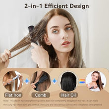 Load image into Gallery viewer, PLZOIT Msd Approved 2 in 1 Steam Hair Straightener Brush with Quick Heat 30 Seconds Portable Electric Comb Essential Oils Reduces Frizz Automatically Nourishes and Shuts Off 20, Ablack_402

