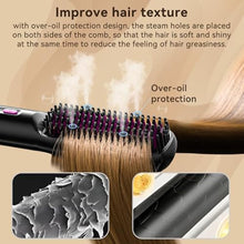 Load image into Gallery viewer, PLZOIT Msd Approved 2 in 1 Steam Hair Straightener Brush with Quick Heat 30 Seconds Portable Electric Comb Essential Oils Reduces Frizz Automatically Nourishes and Shuts Off 20, Ablack_404
