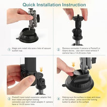 Load image into Gallery viewer, Pocket 3 Suction Cup Camera Mount Expansion Adapter,Car Mount Windshield Window Dash Holder Kit Compatible with DJI OSMO Insta360 X4/X3/X2/X1/R/RS/Go2 Gopro Hero 13/12/11/10/9/8/7/6/5/Max/Mini, Black_3379

