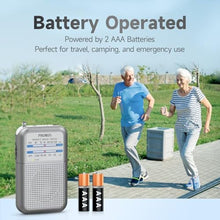 Load image into Gallery viewer, Pocket AM FM Radio Portable, Small Tuning Knob with Signal Indicator, AAA Battery Operated, DE333 FM 76-108 MHz/AM 530-1710 kHz, GrayOld_8327
