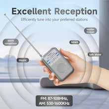 Load image into Gallery viewer, Pocket Battery AM FM Radio Portable, Mini Transistor Radio with Excellent Reception, Tuning Knob with Signal Indicator, AAA Battery Operated for ICE Storms&amp;Walking, DE333 by PRUNUS_695
