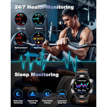 Load image into Gallery viewer, PODOEIL GPS Military Smart Watch For Men With Bluetooth Call, 1.43" AMOLED Waterproof Fitness Tracker With Heart Rate/Sleep Monitor/Flashlight, 170+ Sports Modes, 730mAh Battery For Android/iOS, Black_1848
