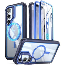 Load image into Gallery viewer, Poetic Guardian Case for Samsung Galaxy S24 6.2", [Built-in Camera Stand] [Screen Protector Work with Fingerprint ID] Full Body Shockproof Protective Rugged Clear Cover, Blue/Clear_1
