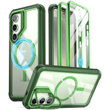 Load image into Gallery viewer, Poetic Guardian Case for Samsung Galaxy S24 6.2", [Built-in Camera Stand] [Screen Protector Work with Fingerprint ID] Full Body Shockproof Protective Rugged Clear Cover, Green/Clear_1
