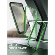 Load image into Gallery viewer, Poetic Guardian Case for Samsung Galaxy S24 6.2", [Built-in Camera Stand] [Screen Protector Work with Fingerprint ID] Full Body Shockproof Protective Rugged Clear Cover, Green/Clear_8292
