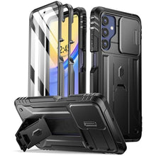 Load image into Gallery viewer, Poetic Revolution Case for Samsung Galaxy A15 5G,[Slide Camera Cover],[20FT Mil-Grade Drop Tested], Full-Body Military Grade Rugged Shockproof Cover with Kickstand and Built-in-Screen Protector, Black_1
