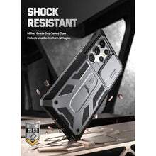 Load image into Gallery viewer, Poetic Spartan Case for Galaxy S24 Ultra 6.8", [Slide Camera Cover] [Screen Protector Works with Fingerprint ID]Military Grade Rugged Shockproof S24 Ultra Phone Case with Kickstand, Metallic Gun Metal, MetallicGunmetal_8743
