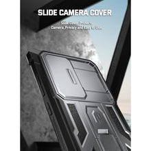 Load image into Gallery viewer, Poetic Spartan Case for Galaxy S24 Ultra 6.8", [Slide Camera Cover] [Screen Protector Works with Fingerprint ID]Military Grade Rugged Shockproof S24 Ultra Phone Case with Kickstand, Metallic Gun Metal, MetallicGunmetal_8744
